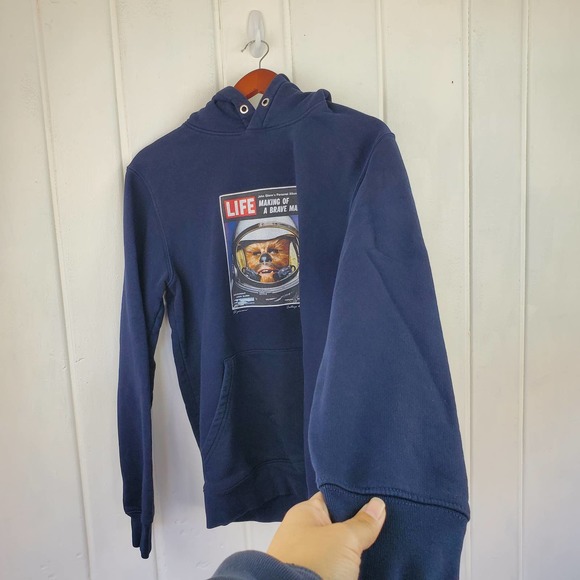 Lance & Malone Navy Blue Vegan Chewbacca Life Magazine Graphic Hoodie US Small - Picture 4 of 11